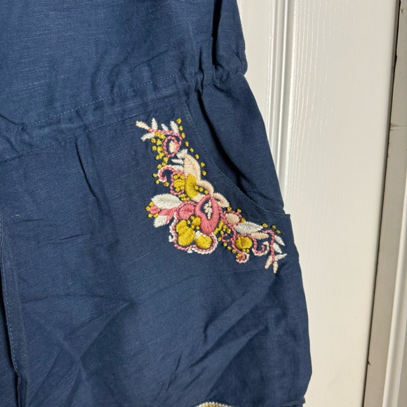 Miss Me Linen Sleeveless Embroidered Romper - Picture 4 of 8